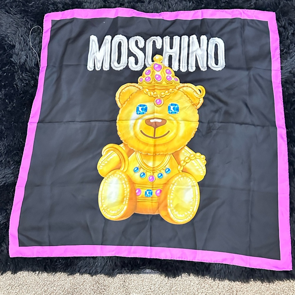 MOSCHINO Jewel bear print silk scarf